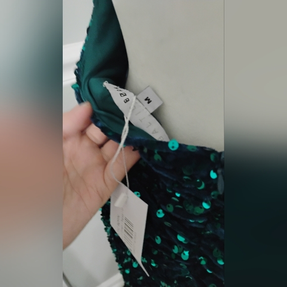 NWT Baltic Born Valdez Women's Sequined Green Gown Sz M - Picture 3 of 4